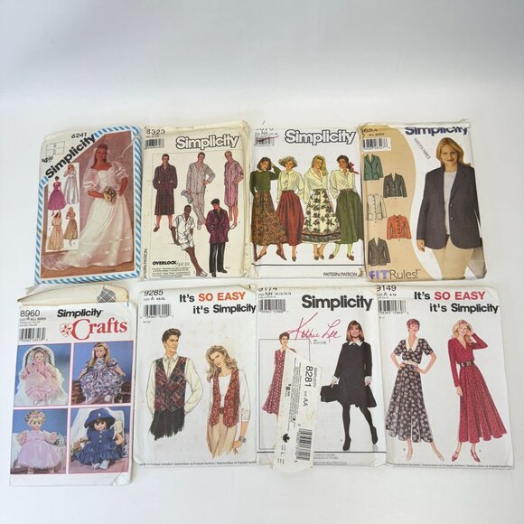Simplicity Vintage 80s Sewing Patterns LOT 6241 8323 9285 9174 9149 8960